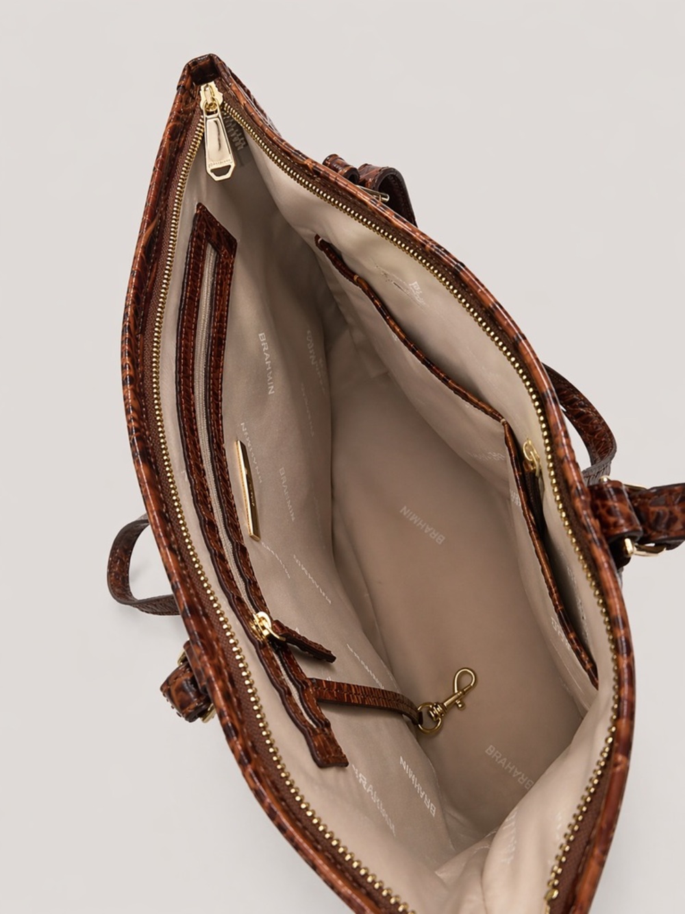 Brahmin Chestnut Croc-Embossed Tote with Matching Wallet - Picture 3 of 3